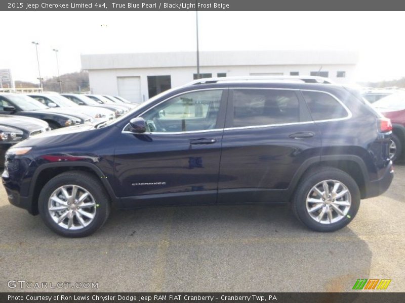 True Blue Pearl / Black/Light Frost Beige 2015 Jeep Cherokee Limited 4x4
