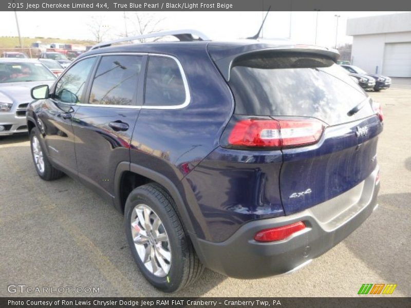 True Blue Pearl / Black/Light Frost Beige 2015 Jeep Cherokee Limited 4x4