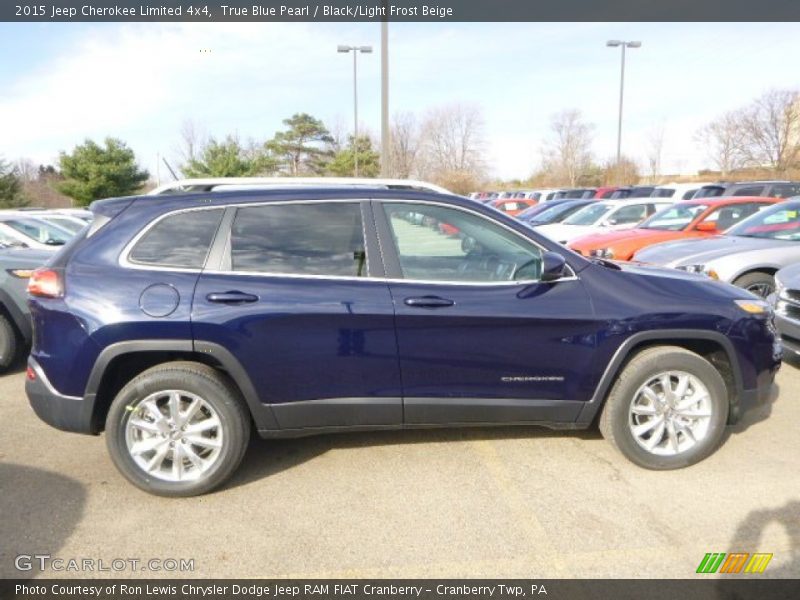 True Blue Pearl / Black/Light Frost Beige 2015 Jeep Cherokee Limited 4x4