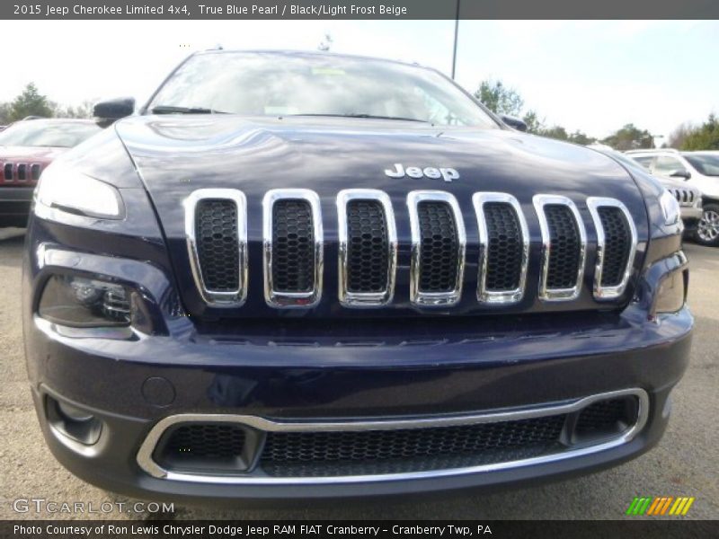 True Blue Pearl / Black/Light Frost Beige 2015 Jeep Cherokee Limited 4x4