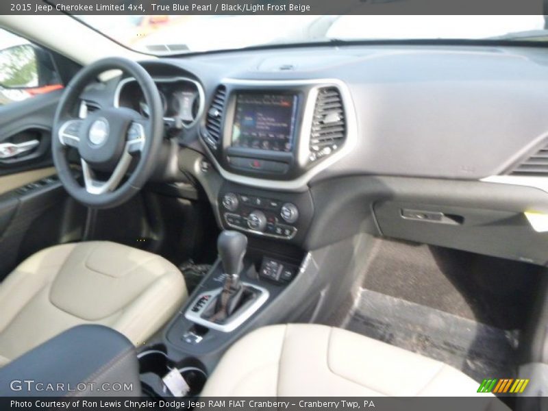 True Blue Pearl / Black/Light Frost Beige 2015 Jeep Cherokee Limited 4x4