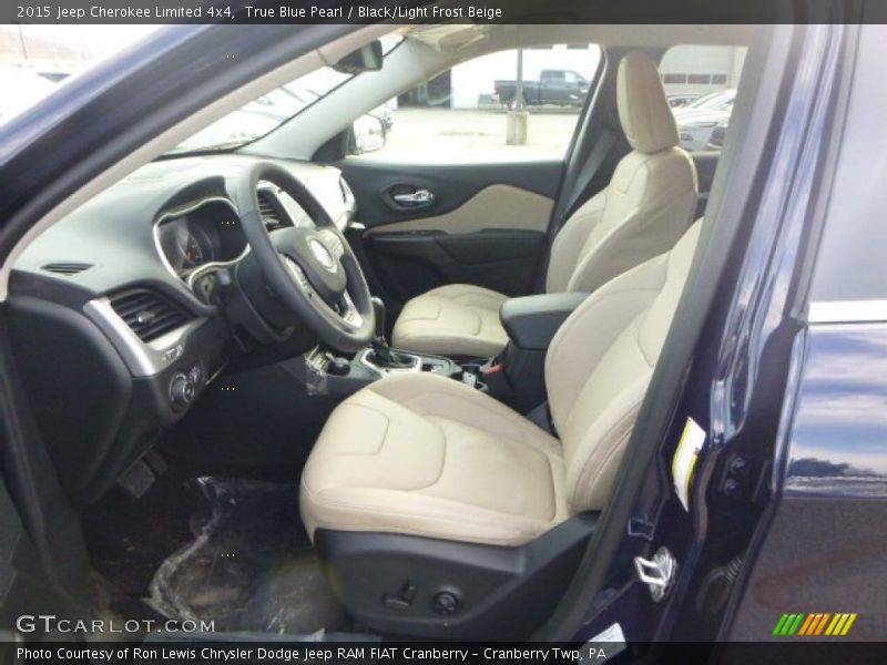 True Blue Pearl / Black/Light Frost Beige 2015 Jeep Cherokee Limited 4x4