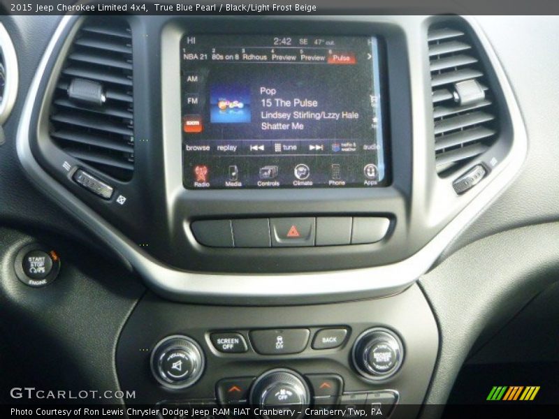 True Blue Pearl / Black/Light Frost Beige 2015 Jeep Cherokee Limited 4x4