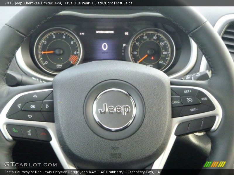 True Blue Pearl / Black/Light Frost Beige 2015 Jeep Cherokee Limited 4x4