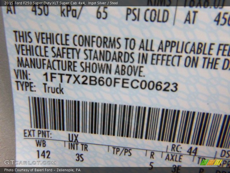 Ingot Silver / Steel 2015 Ford F250 Super Duty XLT Super Cab 4x4