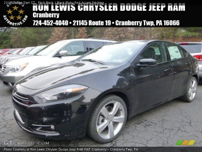 Pitch Black / Black/Ruby Red Accent Stitching 2015 Dodge Dart GT