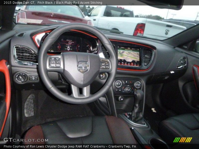 Pitch Black / Black/Ruby Red Accent Stitching 2015 Dodge Dart GT