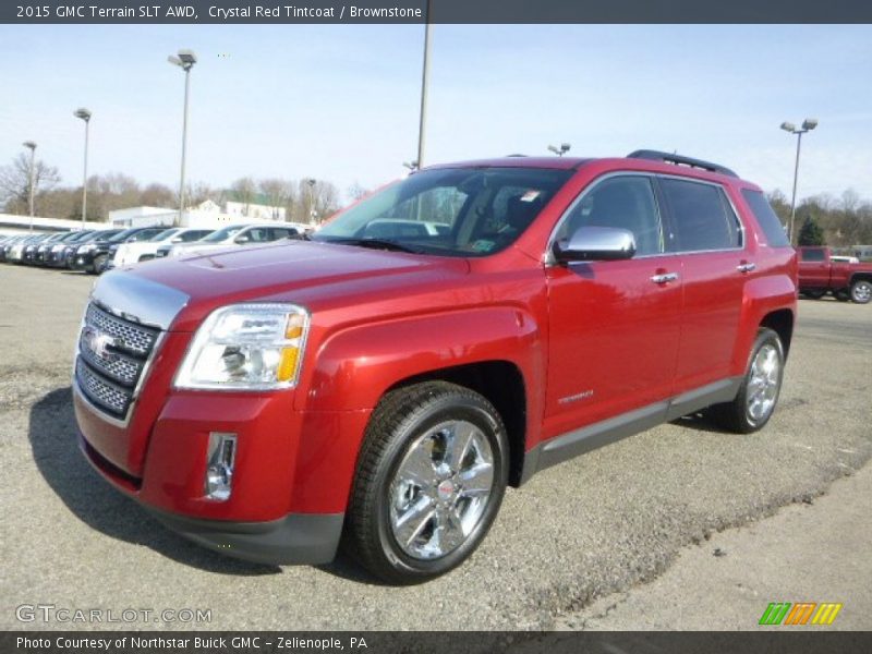 Crystal Red Tintcoat / Brownstone 2015 GMC Terrain SLT AWD