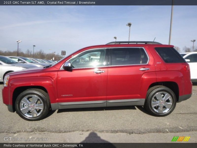 Crystal Red Tintcoat / Brownstone 2015 GMC Terrain SLT AWD