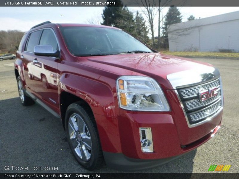 Crystal Red Tintcoat / Brownstone 2015 GMC Terrain SLT AWD
