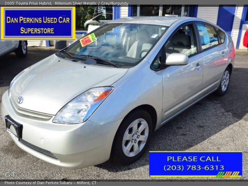 Millenium Silver Metallic / Gray/Burgundy 2005 Toyota Prius Hybrid