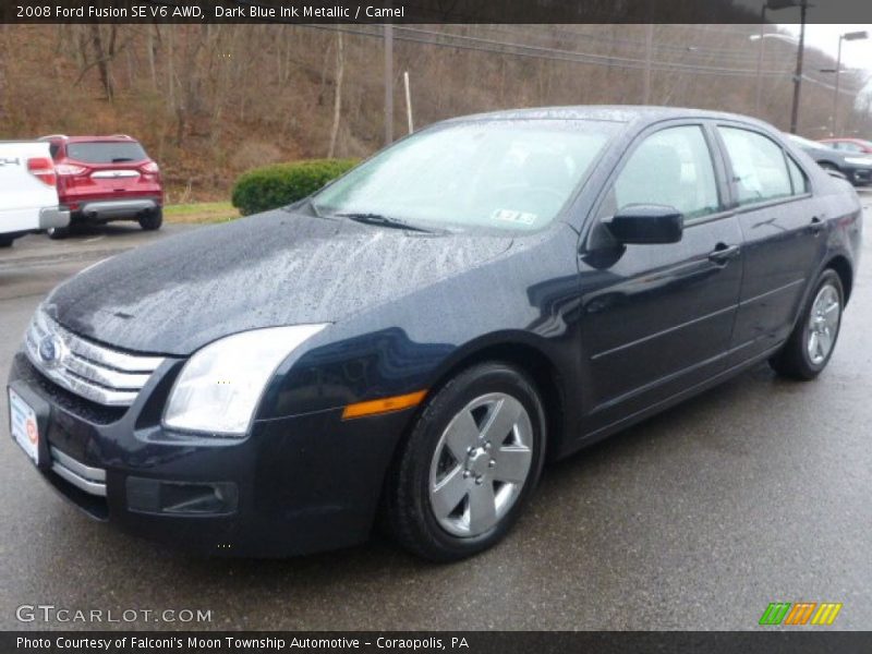 Dark Blue Ink Metallic / Camel 2008 Ford Fusion SE V6 AWD