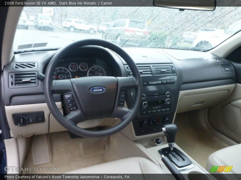Dark Blue Ink Metallic / Camel 2008 Ford Fusion SE V6 AWD