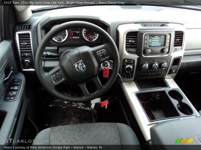 Bright Silver Metallic / Black/Diesel Gray 2015 Ram 1500 Big Horn Crew Cab 4x4