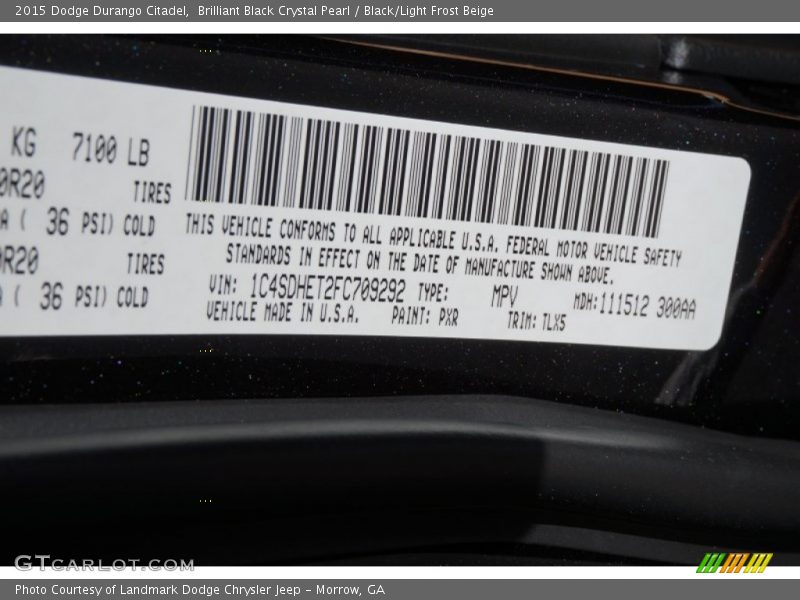 Brilliant Black Crystal Pearl / Black/Light Frost Beige 2015 Dodge Durango Citadel