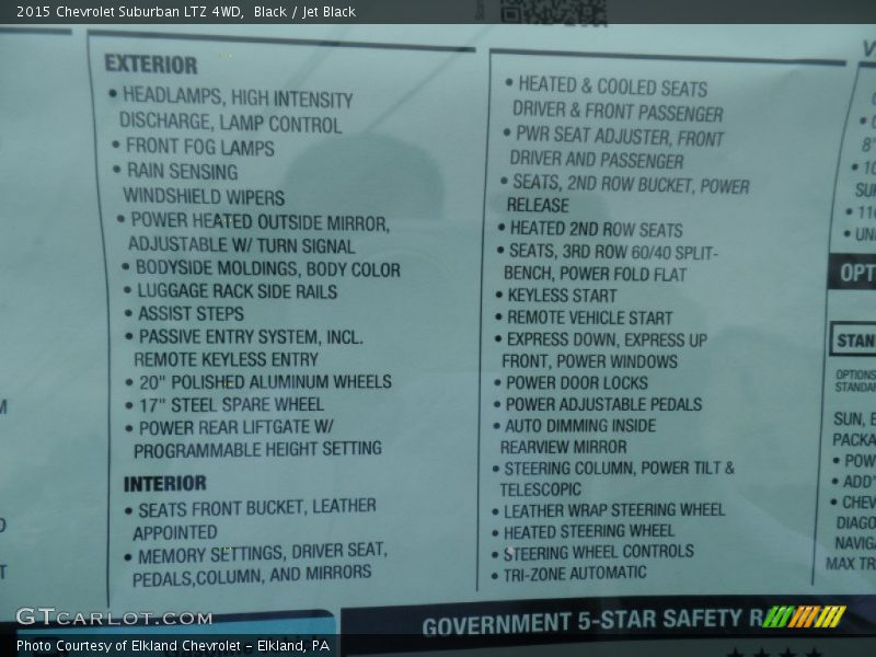 Black / Jet Black 2015 Chevrolet Suburban LTZ 4WD