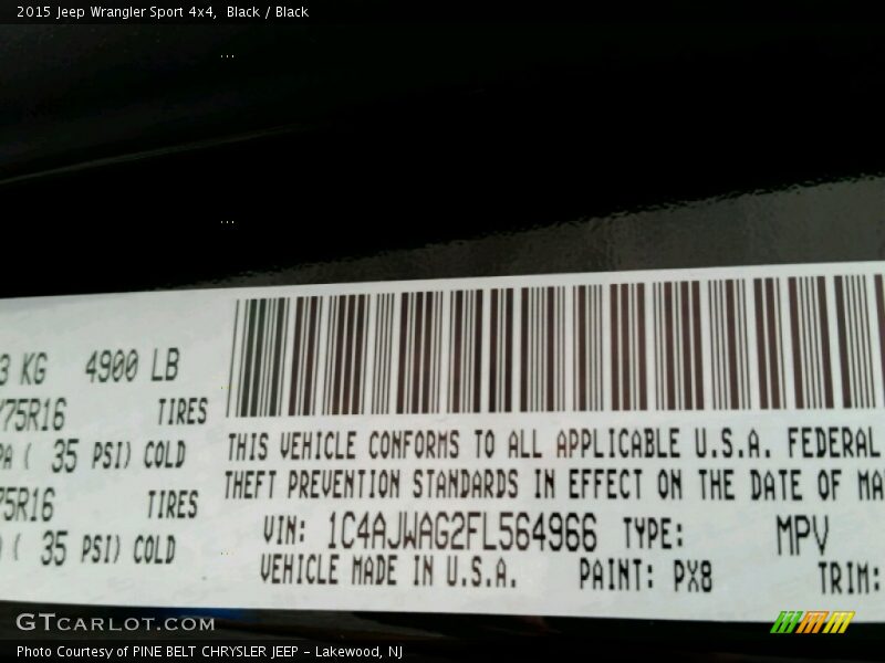 Black / Black 2015 Jeep Wrangler Sport 4x4