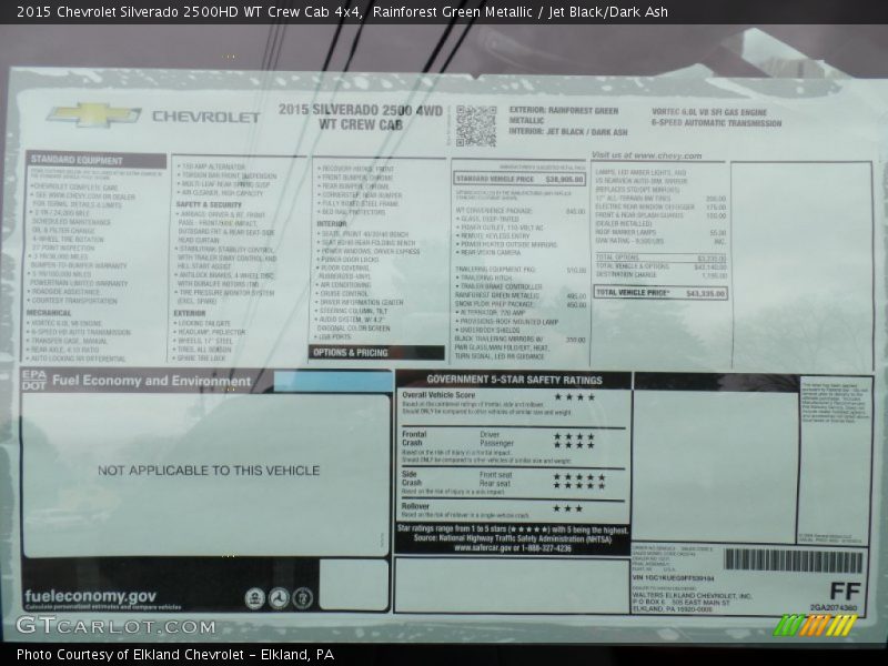 Rainforest Green Metallic / Jet Black/Dark Ash 2015 Chevrolet Silverado 2500HD WT Crew Cab 4x4