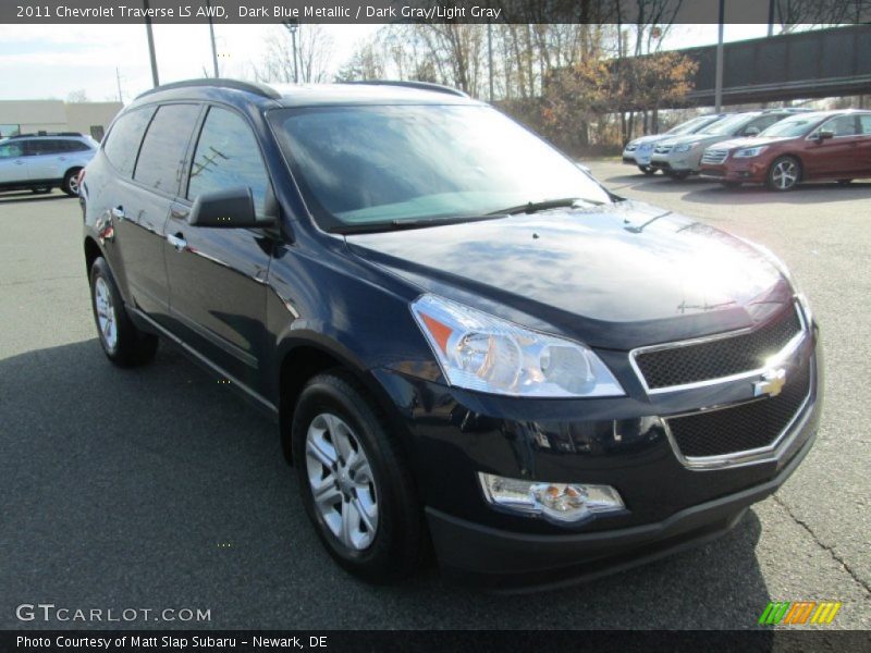 Dark Blue Metallic / Dark Gray/Light Gray 2011 Chevrolet Traverse LS AWD