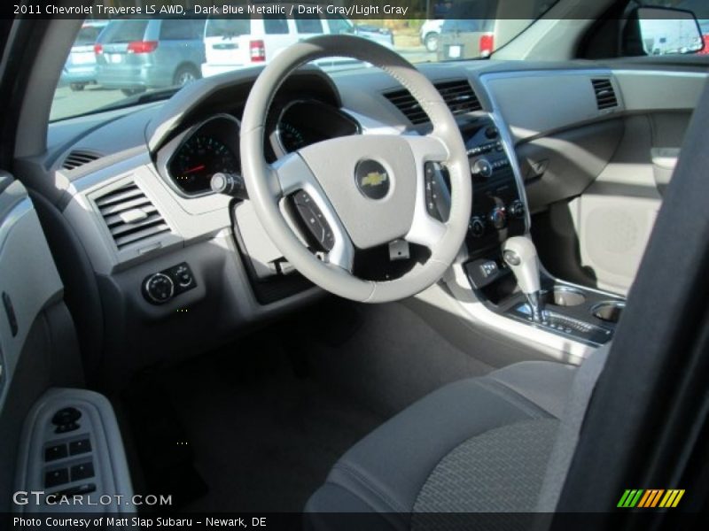 Dark Blue Metallic / Dark Gray/Light Gray 2011 Chevrolet Traverse LS AWD