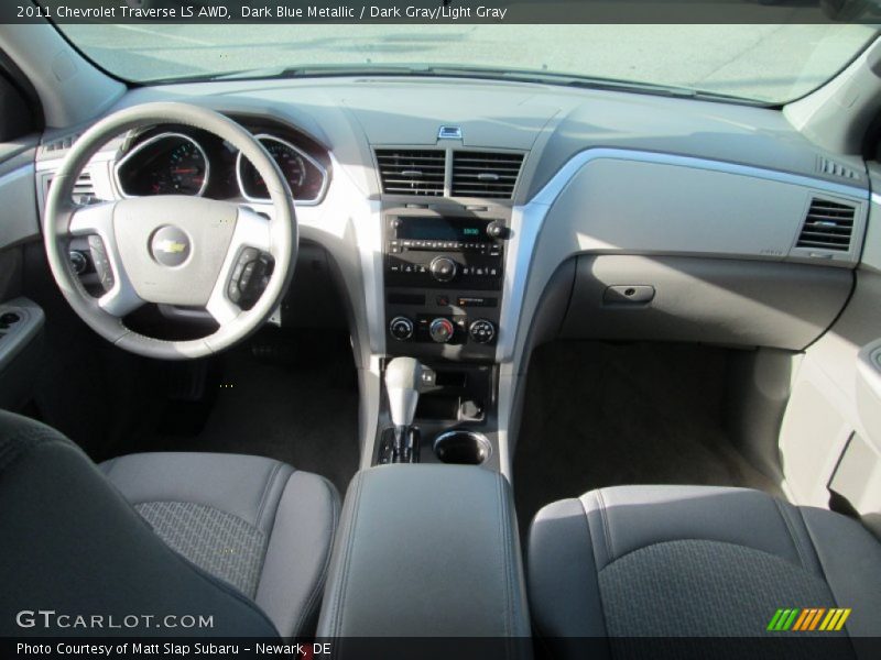 Dark Blue Metallic / Dark Gray/Light Gray 2011 Chevrolet Traverse LS AWD