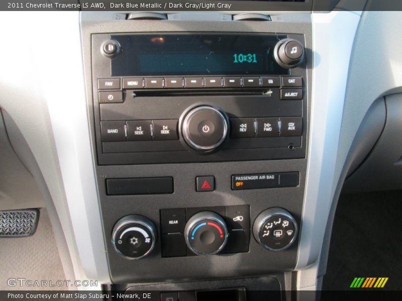 Dark Blue Metallic / Dark Gray/Light Gray 2011 Chevrolet Traverse LS AWD