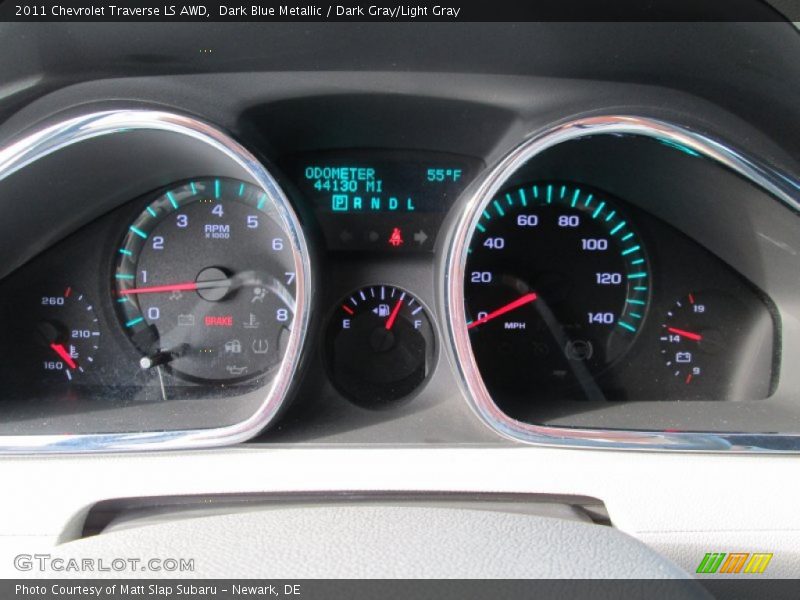 Dark Blue Metallic / Dark Gray/Light Gray 2011 Chevrolet Traverse LS AWD