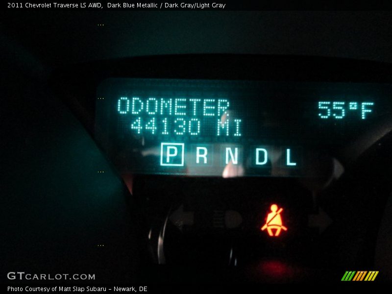 Dark Blue Metallic / Dark Gray/Light Gray 2011 Chevrolet Traverse LS AWD