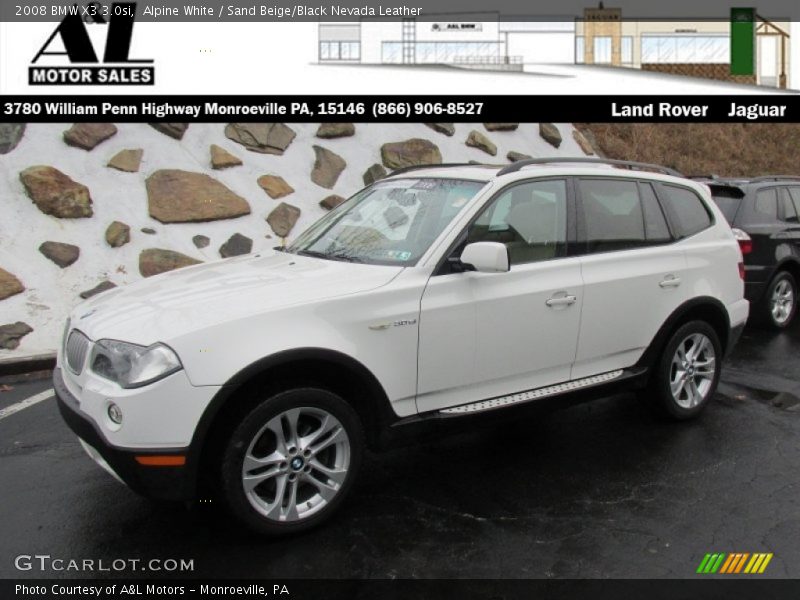 Alpine White / Sand Beige/Black Nevada Leather 2008 BMW X3 3.0si
