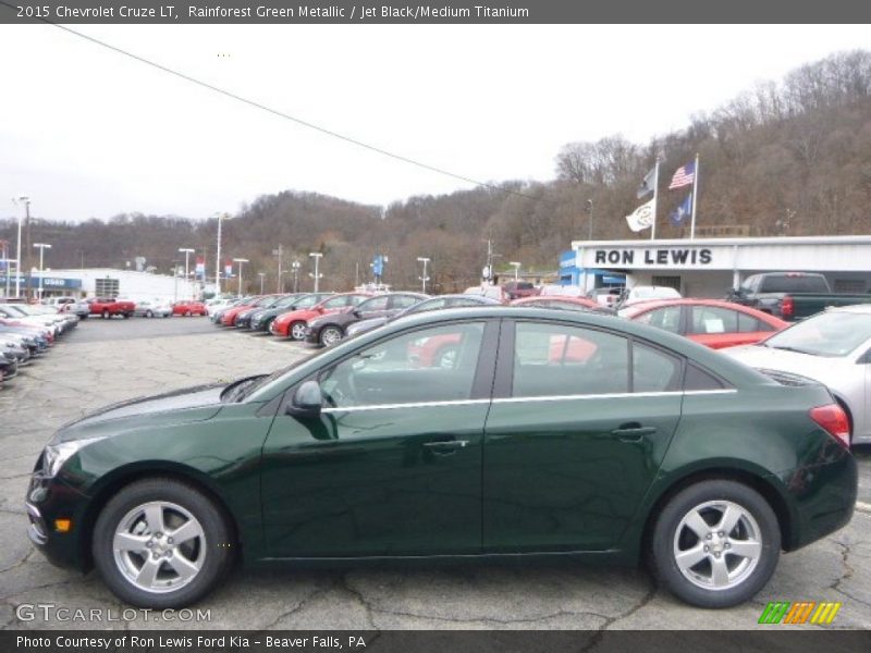 Rainforest Green Metallic / Jet Black/Medium Titanium 2015 Chevrolet Cruze LT