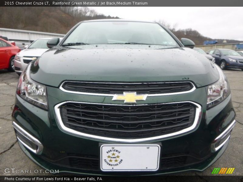 Rainforest Green Metallic / Jet Black/Medium Titanium 2015 Chevrolet Cruze LT