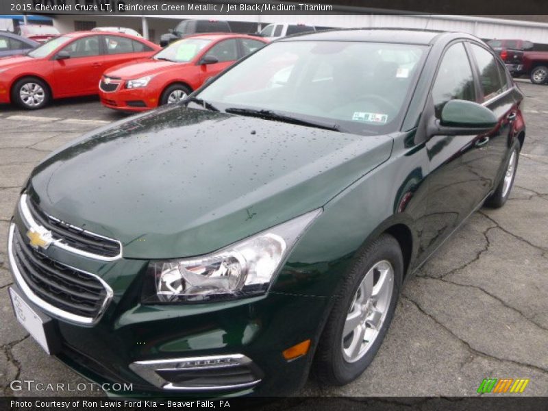 Rainforest Green Metallic / Jet Black/Medium Titanium 2015 Chevrolet Cruze LT