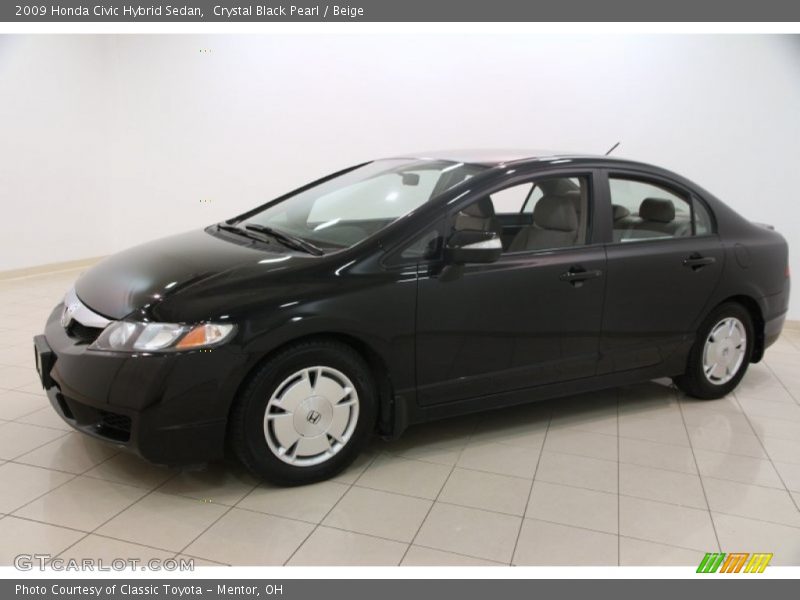 Crystal Black Pearl / Beige 2009 Honda Civic Hybrid Sedan