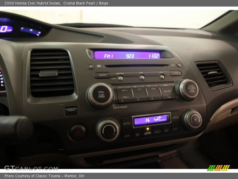 Crystal Black Pearl / Beige 2009 Honda Civic Hybrid Sedan