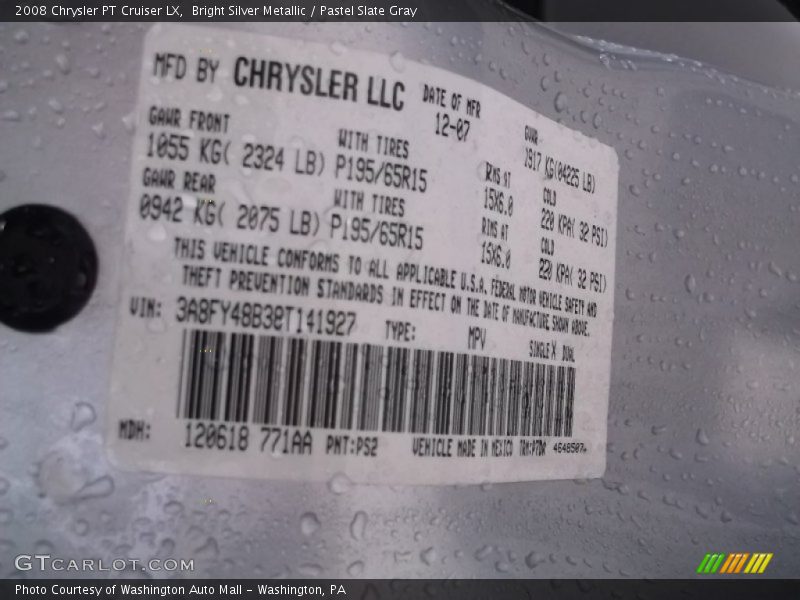 Bright Silver Metallic / Pastel Slate Gray 2008 Chrysler PT Cruiser LX