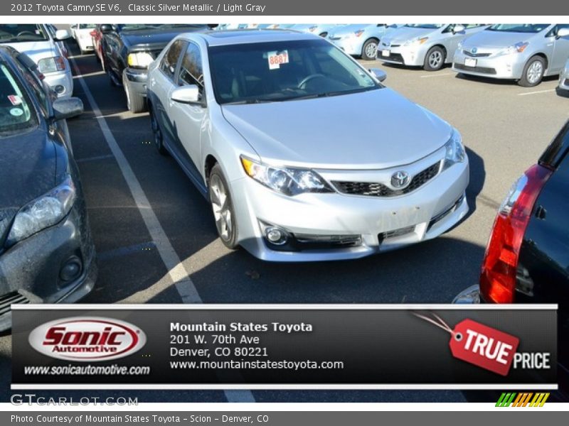Classic Silver Metallic / Light Gray 2012 Toyota Camry SE V6