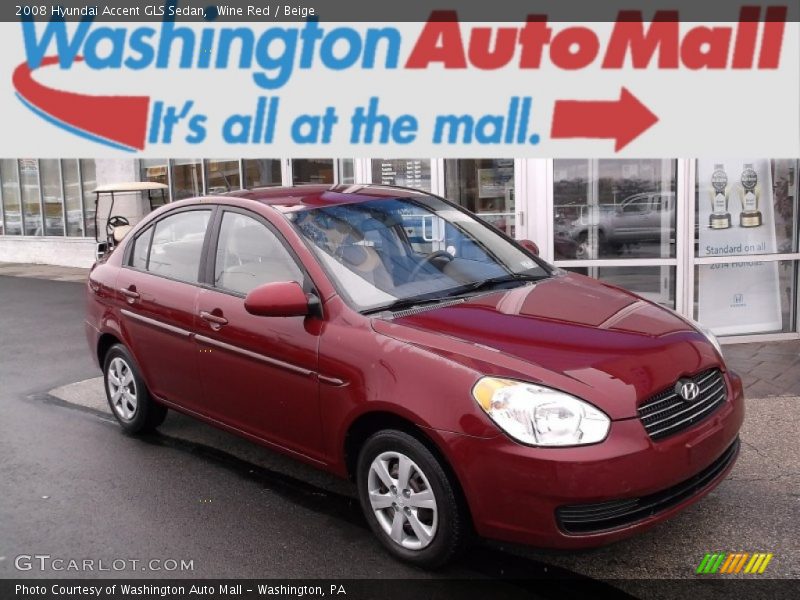 Wine Red / Beige 2008 Hyundai Accent GLS Sedan