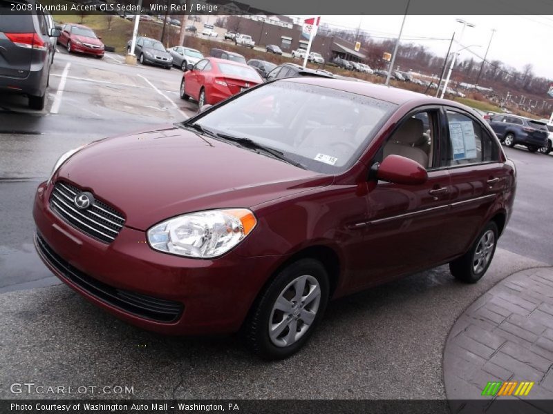 Wine Red / Beige 2008 Hyundai Accent GLS Sedan