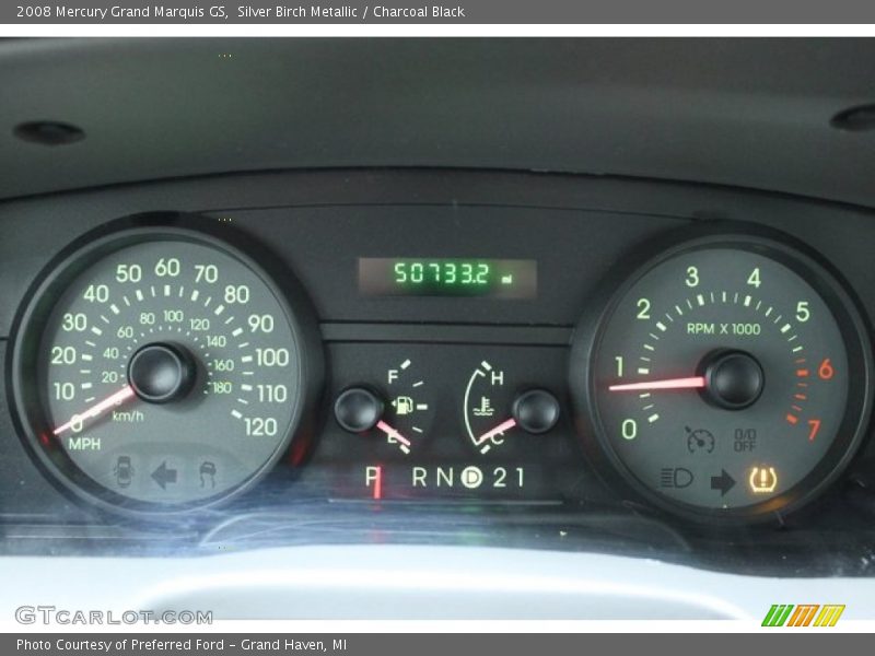 Silver Birch Metallic / Charcoal Black 2008 Mercury Grand Marquis GS