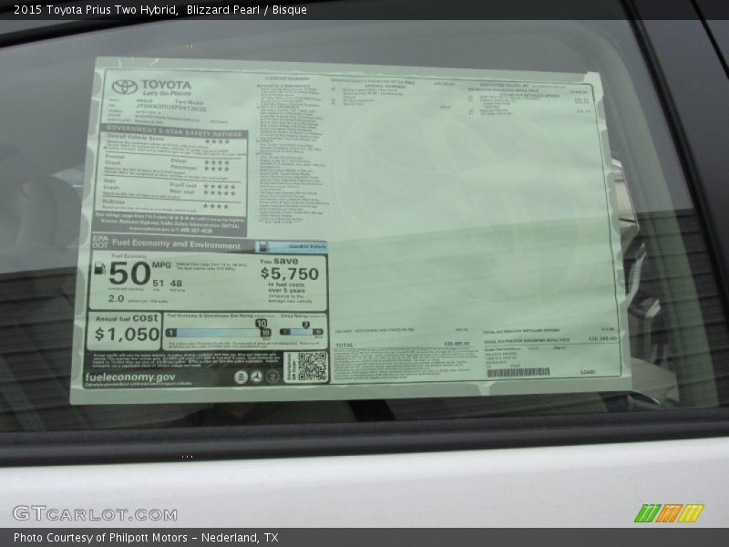 Blizzard Pearl / Bisque 2015 Toyota Prius Two Hybrid