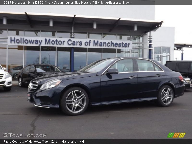 Lunar Blue Metallic / Silk Beige/Espresso Brown 2015 Mercedes-Benz E 350 4Matic Sedan