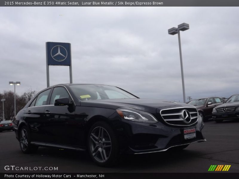 Lunar Blue Metallic / Silk Beige/Espresso Brown 2015 Mercedes-Benz E 350 4Matic Sedan