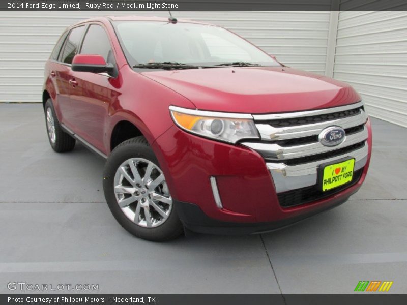 Ruby Red / Medium Light Stone 2014 Ford Edge Limited