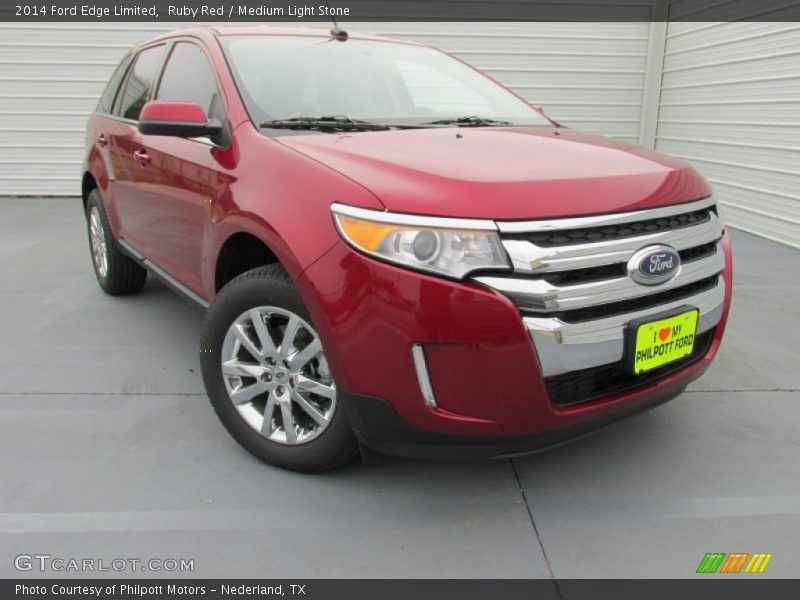 Ruby Red / Medium Light Stone 2014 Ford Edge Limited