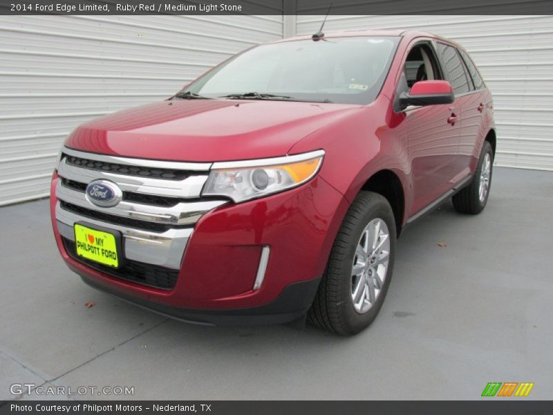 Ruby Red / Medium Light Stone 2014 Ford Edge Limited