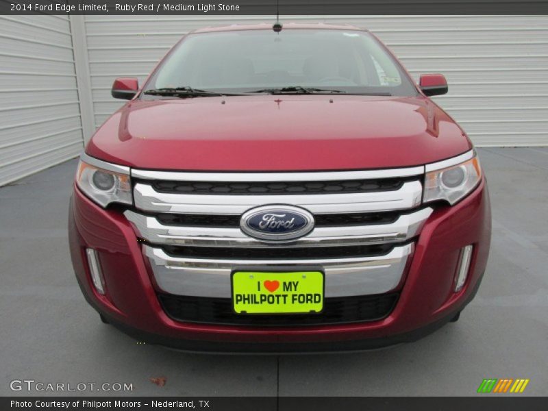 Ruby Red / Medium Light Stone 2014 Ford Edge Limited