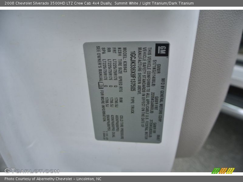 Summit White / Light Titanium/Dark Titanium 2008 Chevrolet Silverado 3500HD LTZ Crew Cab 4x4 Dually