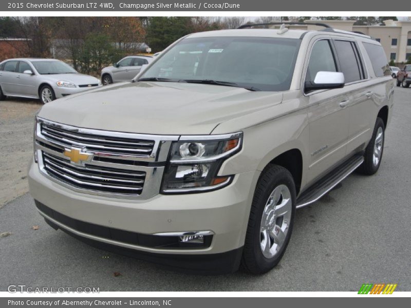 Champagne Silver Metallic / Cocoa/Dune 2015 Chevrolet Suburban LTZ 4WD