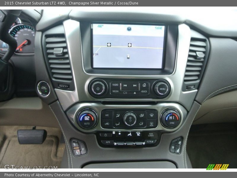 Champagne Silver Metallic / Cocoa/Dune 2015 Chevrolet Suburban LTZ 4WD