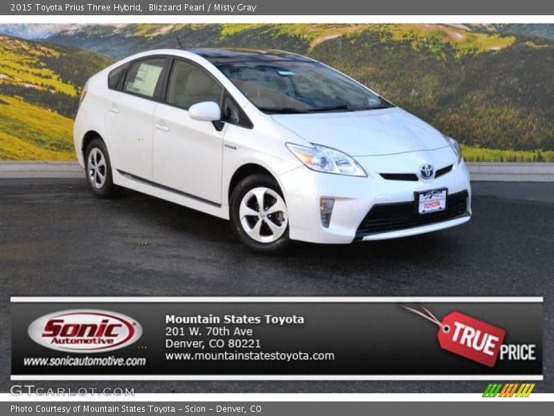 Blizzard Pearl / Misty Gray 2015 Toyota Prius Three Hybrid